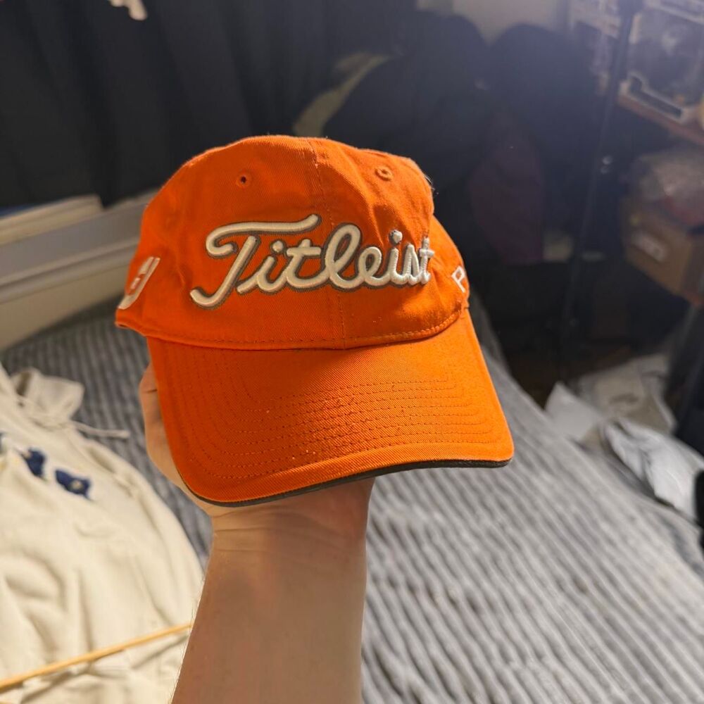 Titleist Golf Orange Strapback Hat Cap Footjoy Pro V1